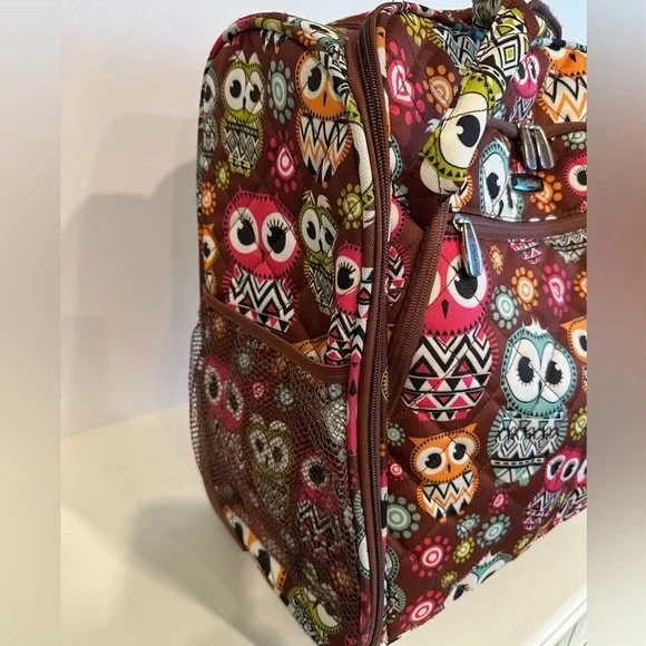 Rockland Owl Print Rolling Tote for Travel, Crafts or Storage - Picture 5 of 16